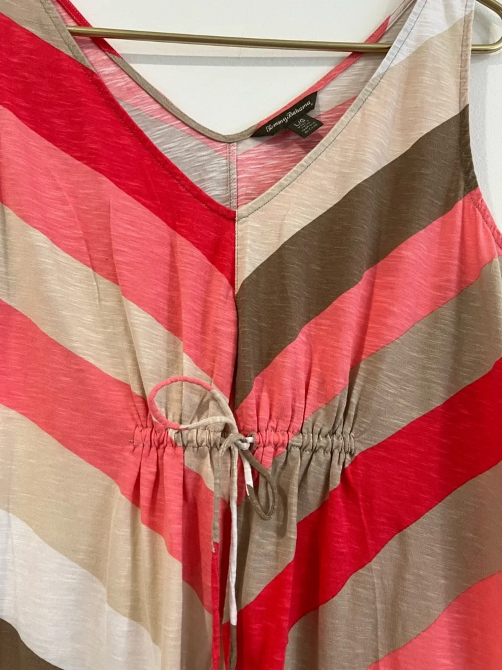 Tommy Bahama Summer dress with diagonal stripes and V-neck, size L - Picture 4 of 10